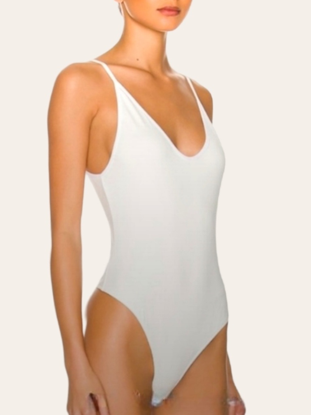 Free People Intimately White Rosie Duo Plunge Bodysuit